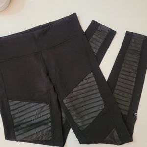 Alo Yoga Moto Leggings Full Length S Black Glossy